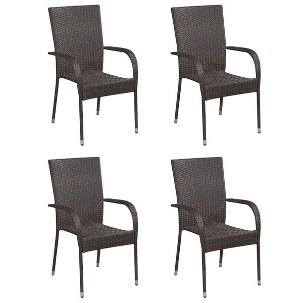 vidaXL 5-tlg. Garten-Essgruppe Poly Rattan Braun