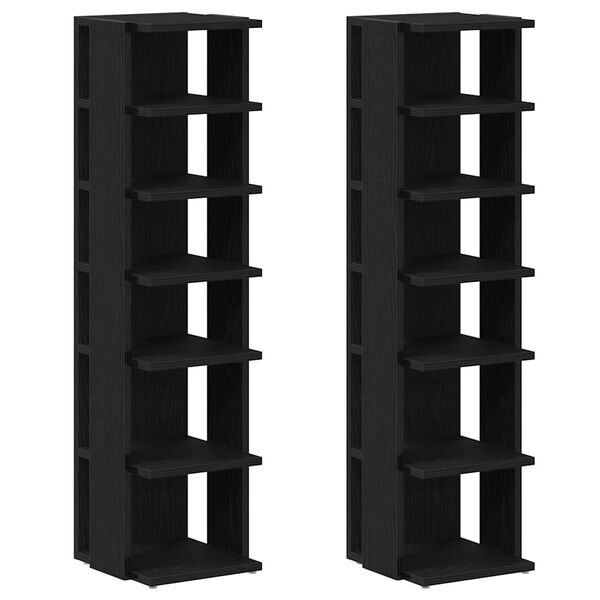 vidaXL Schuhschr&auml;nke 2 Stk. Schwarz Eichen-Optik 25x27x102 cm