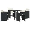 vidaXL Garten Essgruppe mit Kissen 5 pcs Schwarz Poly-Rattan