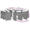 vidaXL 9-tlg. Garten-Essgruppe mit Kissen Beige Poly Rattan