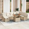 vidaXL Gartensofa-set mit Kissen mit Speicher 9 pcs Beige Poly-Rattan