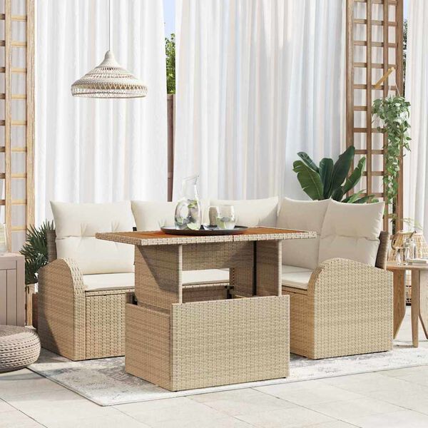 vidaXL Garten-Sofa-Set mit Kissen 5 pcs Beige und Creme