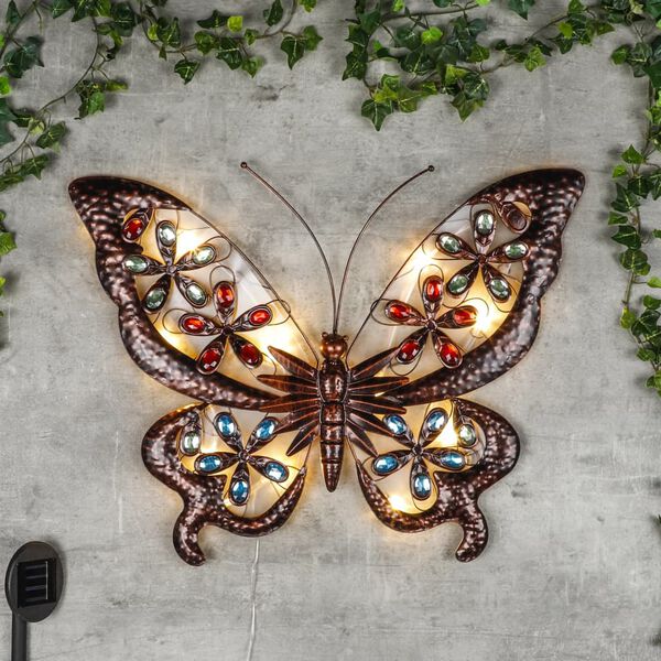 HI Garten-Wandleuchte LED Solar Juwelen-Schmetterling