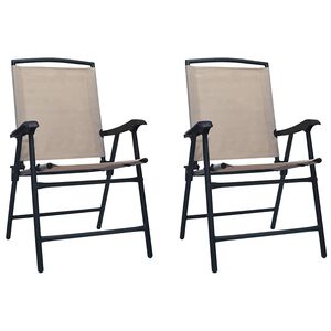 vidaXL Klappst&uuml;hle, 2 St&uuml;ck, Textilene Taupe