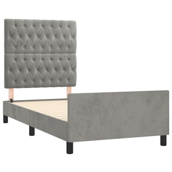 vidaXL Bettgestell ohne Matratze Hellgrau 90x190 cm Samt