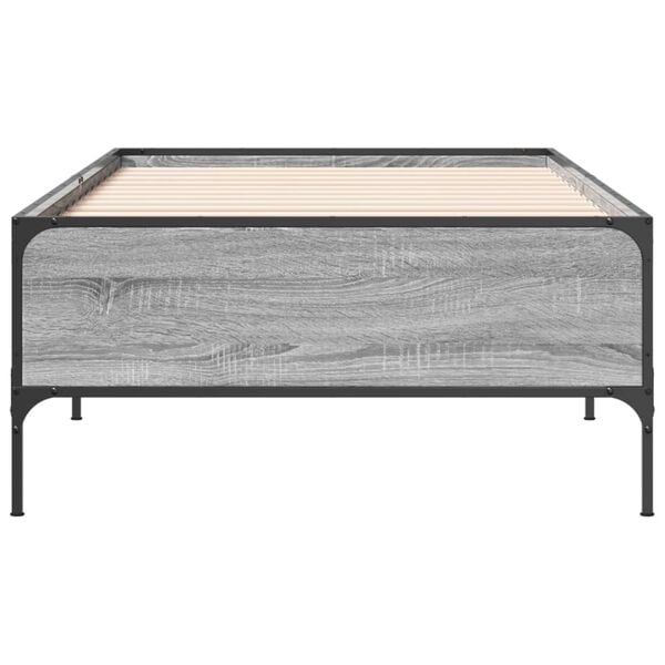 vidaXL Bettgestell Grau Sonoma 75x190 cm Holzwerkstoff und Metall