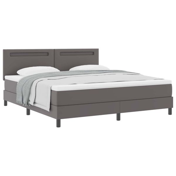 vidaXL Boxspringbett mit Matratze Grau 180 x 200 cm Kunstleder