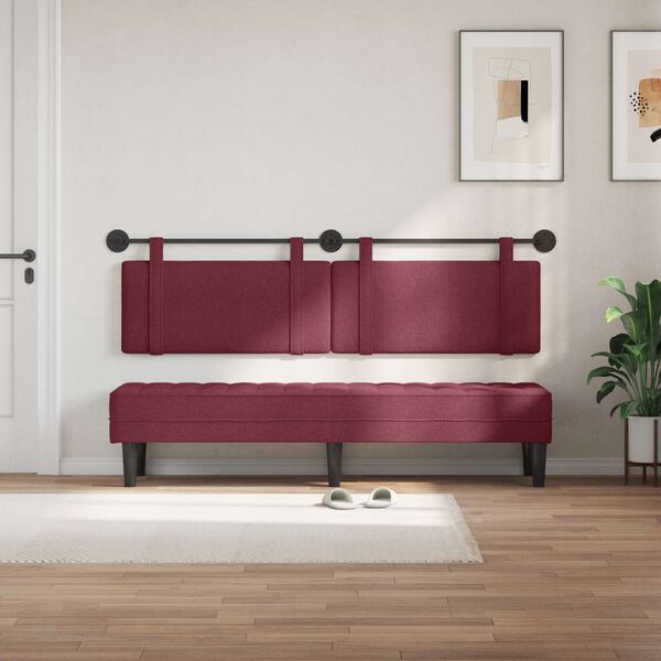 vidaXL H&auml;ngevorderseite Wandmontiert Uni Weinrot 190 x 55 x 5 cm Stoff