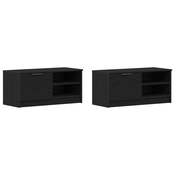 vidaXL TV-Schr&auml;nk 2 pcs Schwarz Eichen-Optik 80 x 35 x 36,5 cm