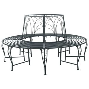 vidaXL Baumbank 8-Sitzanzahl &Oslash; 160 x 89 cm Stahl Silber Grau Rund