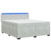 vidaXL Boxspringbett mit Matratze und LED Hellgrau 200 x 200 cm Samt