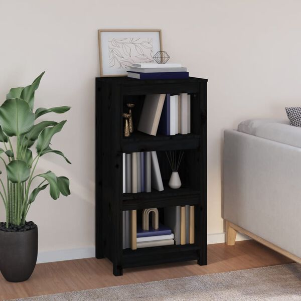 vidaXL B&uuml;cherregal Schwarz 50x35x97 cm Massivholz Kiefer