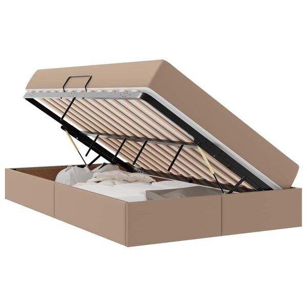 vidaXL Aufbewahrungsbett mit Matratze 2 pcs Cappuccino Leder