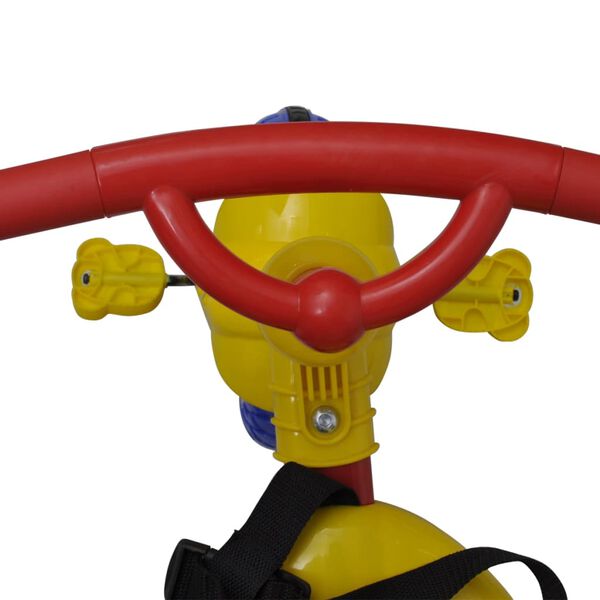 Kinder Babydreirad Kinderdreirad Schiebestange Rot-Blau-Gelb