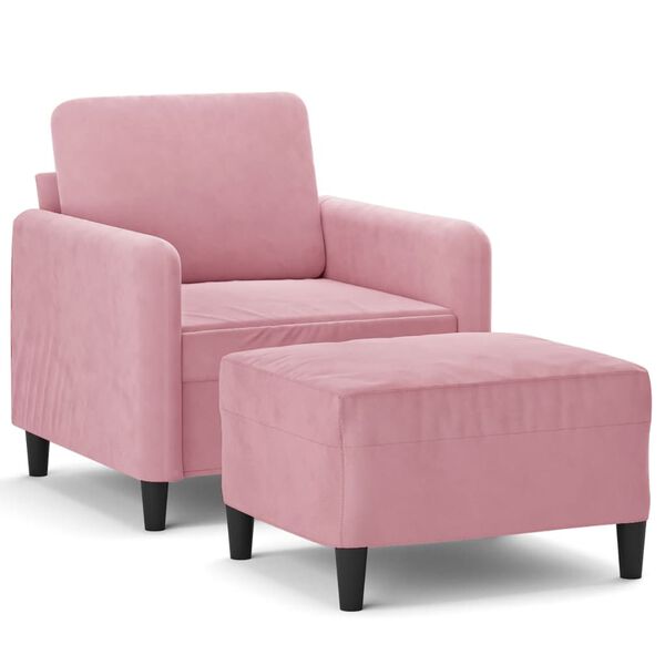 vidaXL Sessel mit Hocker Rosa 60 cm Samt