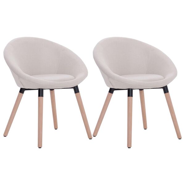 vidaXL Esszimmerst&uuml;hle 2 Stk. Cremewei&szlig; Stoff