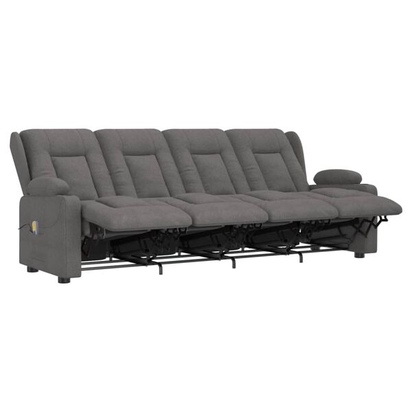 vidaXL 4-Sitzer Massagesessel mit Getr&auml;nkehalter Hellgrau Stoff