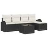 vidaXL Garten-Sofa-Set mit Kissen 6 pcs Schwarz Poly Rattan