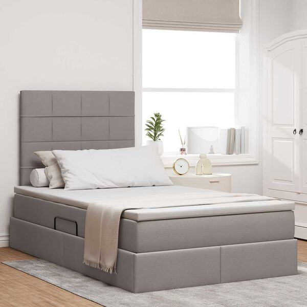vidaXL Bett mit Stauraum und LED mit LED Taupe 120 x 200 cm Polyester