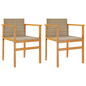 vidaXL Gartenstühle 2 Stk. Beige Poly Rattan und Massivholz
