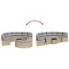 vidaXL 3-tlg. Garten-Sofagarnitur Halbrund Beige Poly-Rattan