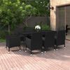 vidaXL 9-tlg. Garten-Essgruppe mit Kissen Poly Rattan und Glas
