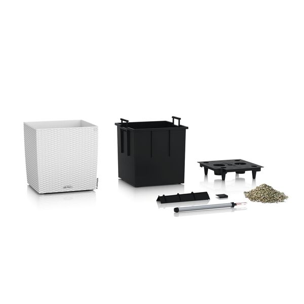 LECHUZA Pflanzgef&auml;&szlig; CUBE Cottage 40 ALL-IN-ONE Wei&szlig;