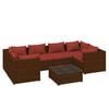 vidaXL 7-tlg. Garten-Lounge-Set mit Kissen Poly Rattan Braun
