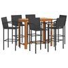 vidaXL 7-tlg. Gartenbar-Set Schwarz Massivholz Akazie und Poly Rattan
