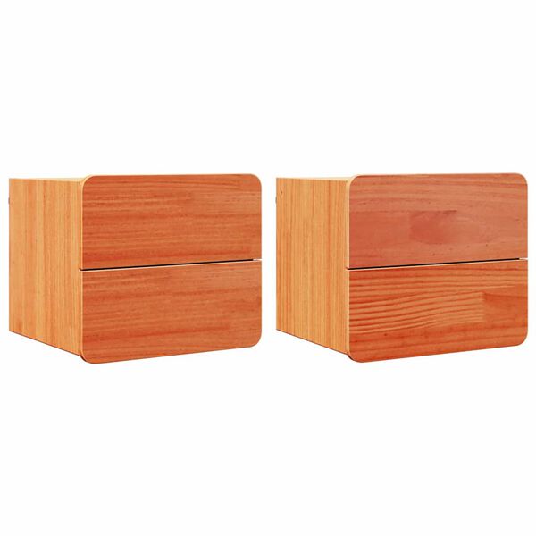 vidaXL Nachttisch 2 pcs Braun 39 x 34 x 33 cm Massivholz Kiefer