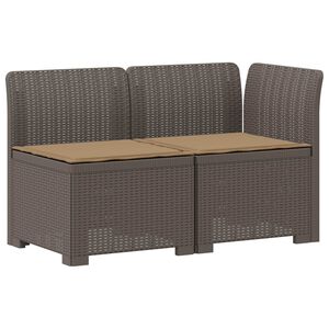 vidaXL 2-Sitzer Garten-Sofa mit Kissen Rattan-Look PP Hellgrau
