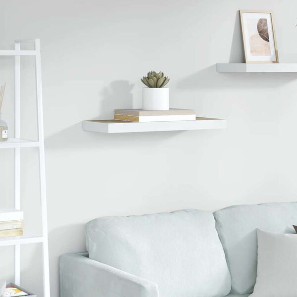vidaXL Schweberegal Eichen-Optik und Wei&szlig; 60x23,5x3,8 cm MDF