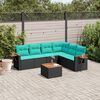 vidaXL 7-tlg. Garten-Sofagarnitur mit Kissen Schwarz Poly Rattan