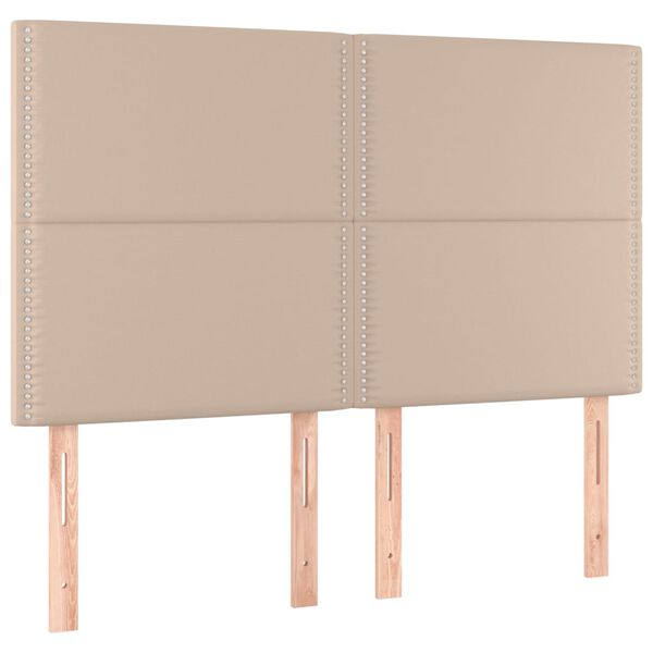 vidaXL LED Kopfteil Cappuccino-Braun 144x5x118/128cm Kunstleder