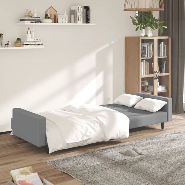 vidaXL Schlafsofa 2-Sitzer Hellgrau Samt