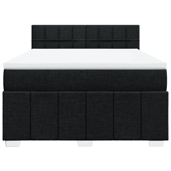 vidaXL Boxspringbett mit Matratze Schwarz 140x190 cm Stoff
