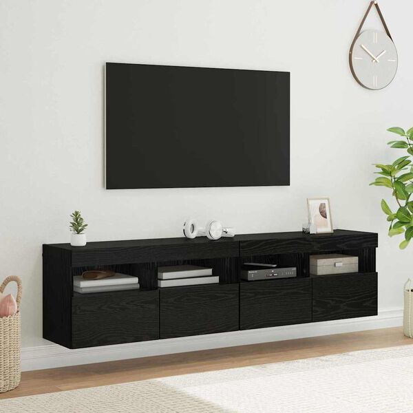 vidaXL TV-Wandregale 2 pcs Schwarz Eichen-Optik 80 x 30 x 40 cm