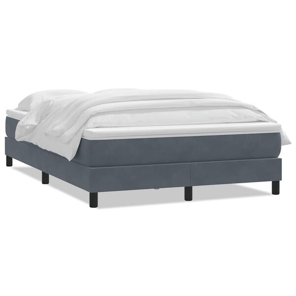 vidaXL Boxspringbett mit Matratze Dunkelgrau 160x210 cm Samt
