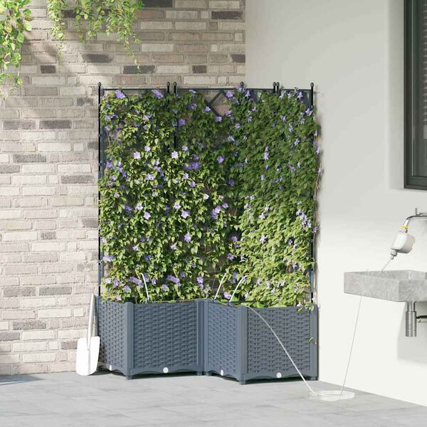 vidaXL Garten-Pflanzgef&auml;&szlig; 3 pcs Hellgrau Stahl