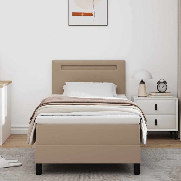 vidaXL Boxspringbett mit Matratze Cappuccino 90 x 200 cm Kunstleder