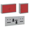 vidaXL Werkbank mit Schubladen 8 pcs Rot Ingenieure Holz und Stahl
