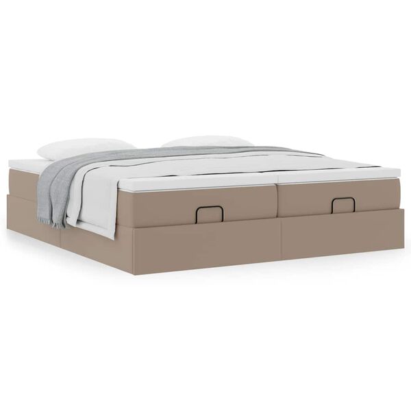 vidaXL Ottoman-Bett mit Matratzen Cappuccino 180x200cm Kunstleder