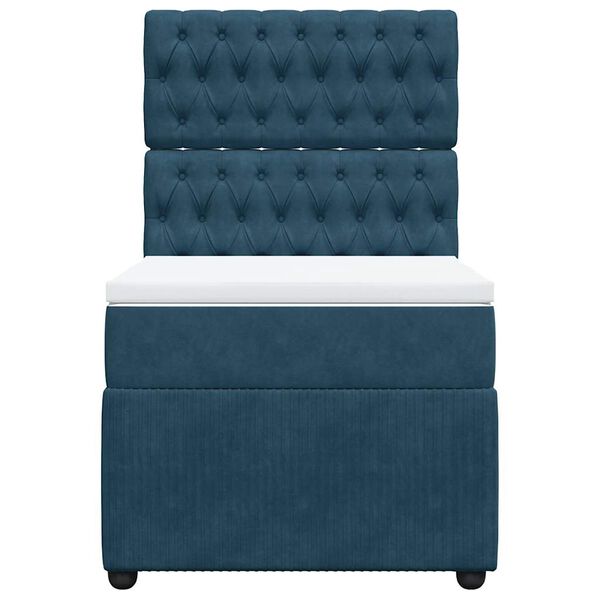 vidaXL Boxspringbett mit Matratze Dunkelblau 90x200 cm Samt