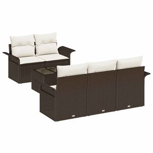 vidaXL Garten-Sofa-Set 6 stk. 5-Sitzanzahl Braun und Creme