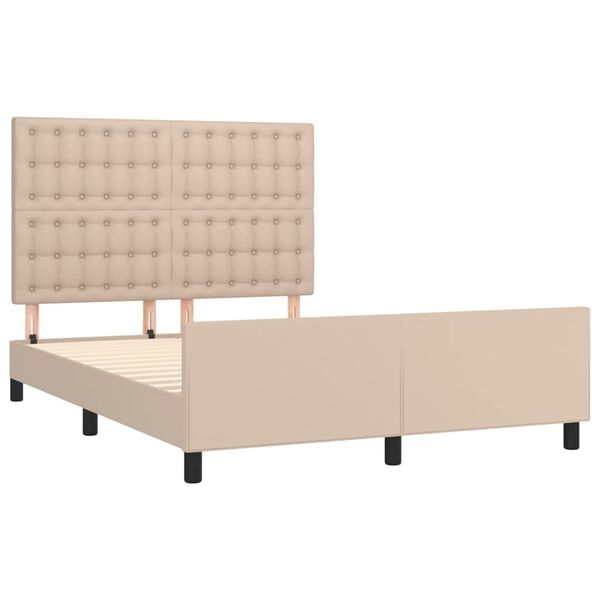 vidaXL Bettgestell mit Kopfteil Cappuccino-Braun 140x190 cm Kunstleder