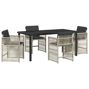 vidaXL Garten Essgruppe 5 pcs Hellgrau Pulverbeschichteter Stahl