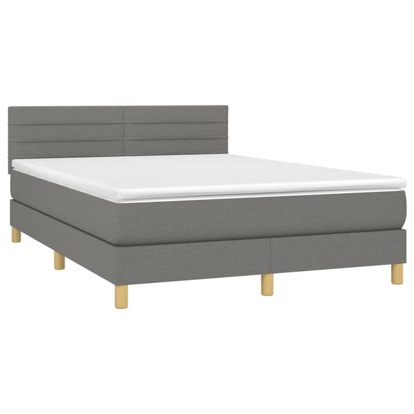 vidaXL Boxspringbett mit Matratze Dunkelgrau 140x190 cm Stoff