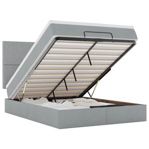 vidaXL Ottoman-Bett mit Matratze & LEDs Hellgrau 140x200 cm Stoff