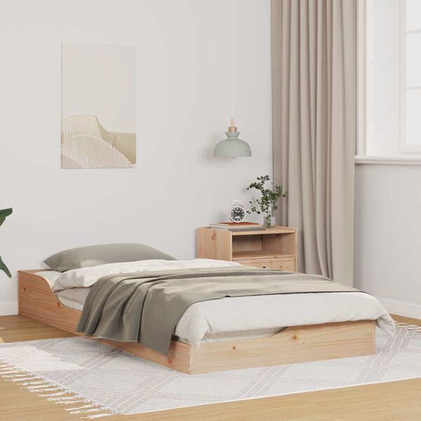 vidaXL Bettrahmen Braun 75 x 190 cm Massives Kiefernholz