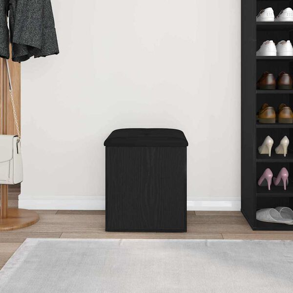 vidaXL Sitzbank mit Stauraum Schwarz Eichen-Optik 42 x 42 x 45 cm